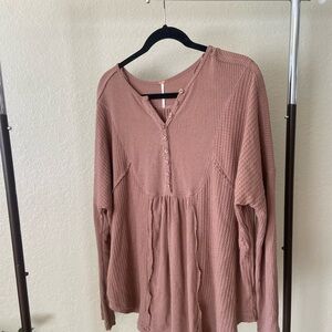 Free People beige long sleeve flowy top